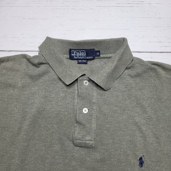 Vintage 90s Polo Ralph Lauren Short Sleeve Collared Shirt Gray Green Preppy XL - Picture 4 of 8